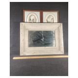 Vintage mirror with wood trim and more