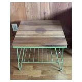 Side Table w/ Metal Base and Shelf