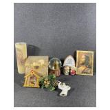 Jesus candle holder/song book, decor, snow globe