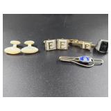 Mother Of Pearl Hand Carved Cuff Links, "E" M