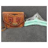 Vintage Hand Tooled Leather Crossbody Purse & More