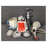 Juice-O-Mat, Sifters, Mouli Grater, Hand Mixer