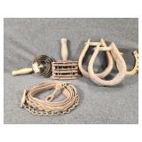 Vintage Horse Items:Stirrups, Curry Combs, Chain