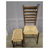 Chair with Wicker Base, Footstool With Wicker Base
