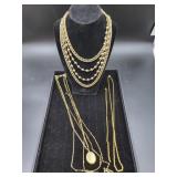Gold and pearl necklace and more