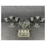 1950ï¿½s Heisey 3 Candle Holder, Dishes & more