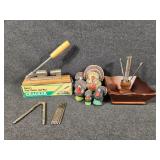 Wood Nut Bowl Set, Plaster Turkeys, Duke