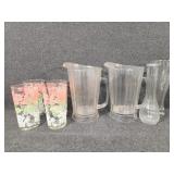 Pink and White Floral Glass Tumblers, Plastic