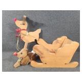 Wooden Sleigh and Deer