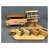 Wooden Decorative Steps, Wagon, Shelf