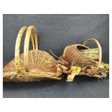 (3) Wicker Flower Gathering Baskets and More