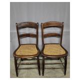 Wooden Chairs with Wicker Seats