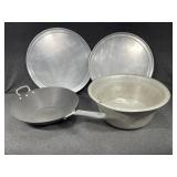 Wok, Pizza Trays, Lg Stainless Steel Bowl