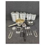 (4) Vintage Aluminum Canisters and More