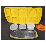 Yellow Lunch Trays(3), Tupperware Hamburger
