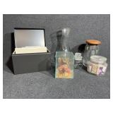 Glass containers, large index card metal box