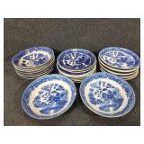 Blue Willow Patterned Japan Made Saucers, Bowls