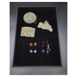 Cuff links, vintage belt buckles and tie pin