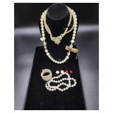 Vintage costume jewelry pearl necklace and more