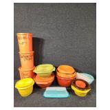 Tupperware Orange Canisters with Lids,