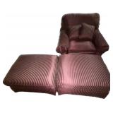 Berne Furniture Red Armchair With 2 Large Ottomans