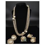 Vintage costume jewelry pearl and gold