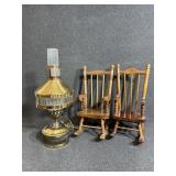 Brass Oil lamp (electric unsure working condition)