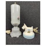 Art Deco Opaque Glass Lamp & Scotty Dog Light