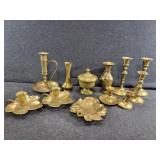 Brass candlesticks and more