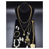 Gold necklaces and bracelets, costume jewelry