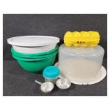 Plastic Cake Carrier, Plastic Bowls(4)