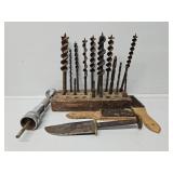 Assorted Drill Bits, Knife, and More