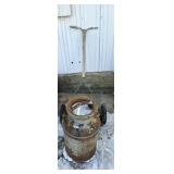 Milk Can and Vintage Lawn Mower