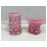 Fenton Dot Optic / Coin Dot Cranberry Glass Top