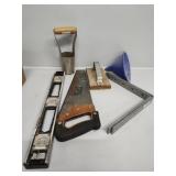 Hand Saw, Level, Funnel, Galvanized Finish C