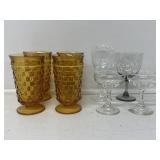 vintage amber glass footed tumbler in the