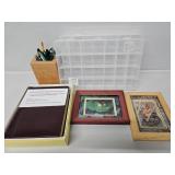 Pens, Plastic Organizers, Framed Photos