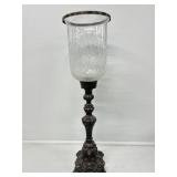 Candle Holder Bronze Patina Finish Cut Glass