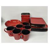 Red and Black Stoneware Dishes