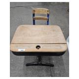 Wooden and Metal School Desk