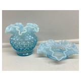 VINTAGE FENTON BLUE OPALESCENT HOBNAIL GLASS V