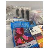 Craft item, balloons, paint brushes