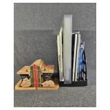 Books, Wooden and Metal Bookends