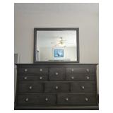 Grey Wooden Dresser with Mirror