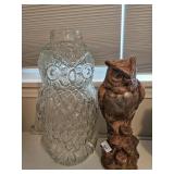 Large Glass Owl, Ceramic Owl Figurine