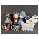Ceramic Figurines, Minnie Mouse and Goofy Mugs,