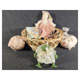 Ceramic Piggy Banks, Frog Knick Knack, Stuffed