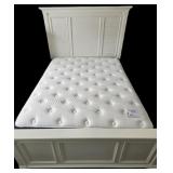 White Wooden Bed Frame with Mattress