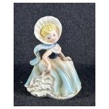 Lady Figurine/ Planter Blue Dress Hat