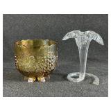 Carnival Glass Serving Bowl, Hand Blown Glass